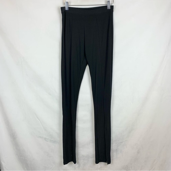 ZARA Black Lightweight Stretchy Split Front Flare Pants Sz Med - Picture 2 of 5